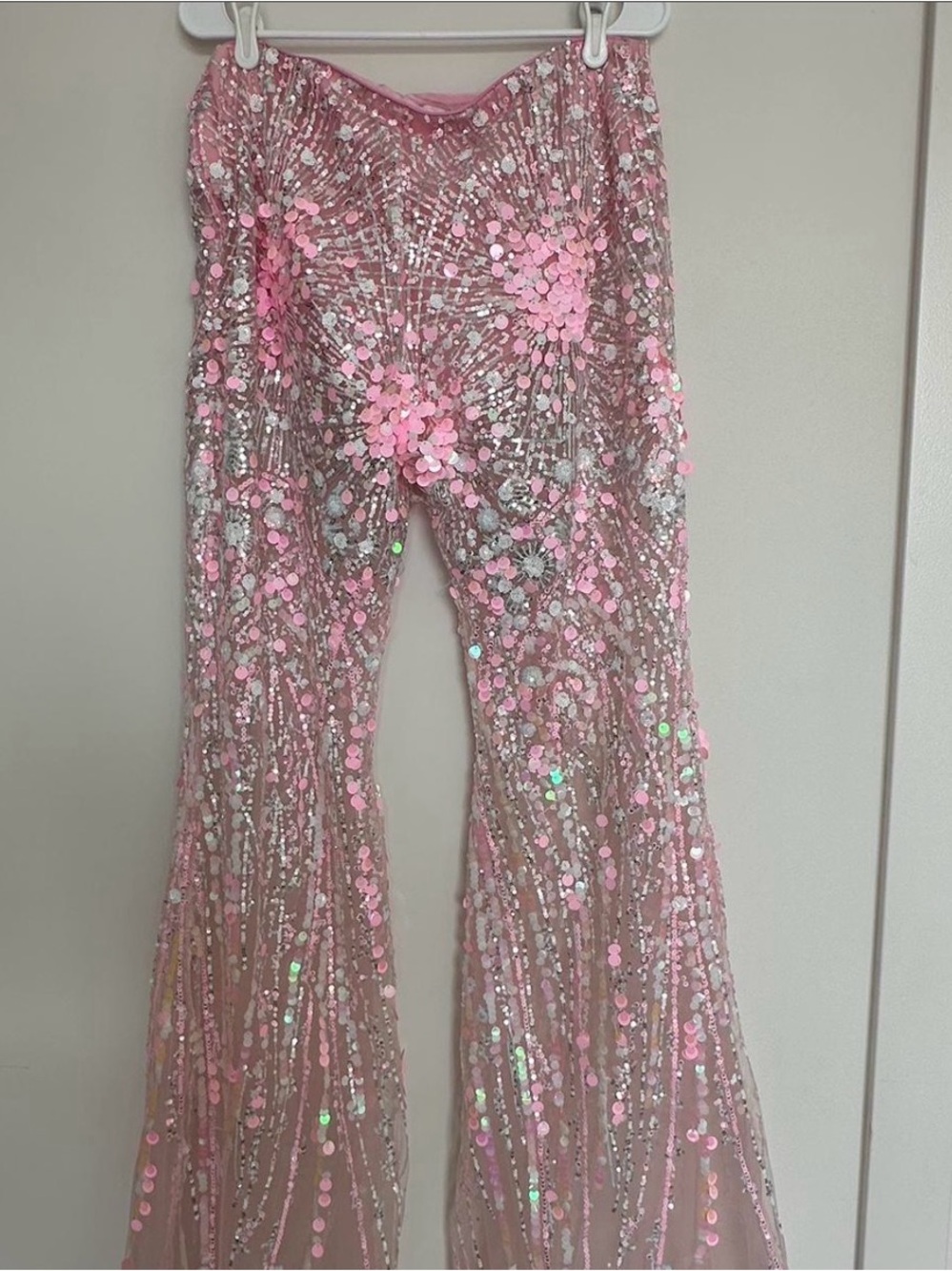 Eliya the Label Alyce Pants - Embellished Pink Wide Leg Sheer Pants - Picture 4 of 9